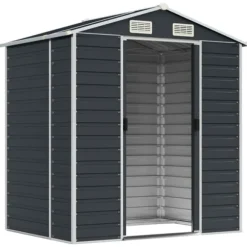 vidaXL haveskur 191x130x198 cm galvaniseret stål antracitgrå - Skure & Redskabsskure
