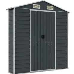 vidaXL haveskur 191x130x198 cm galvaniseret stål antracitgrå - Skure & Redskabsskure