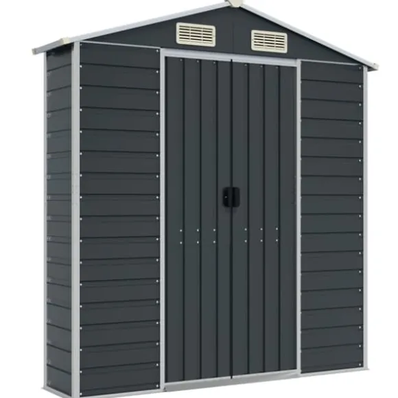vidaXL haveskur 191x130x198 cm galvaniseret stål antracitgrå - Skure & Redskabsskure