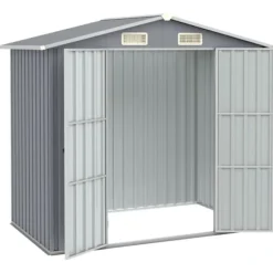 vidaXL haveskur 205x129x183 cm galvaniseret stål grå - Skure & Redskabsskure