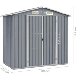 vidaXL haveskur 205x129x183 cm galvaniseret stål grå - Skure & Redskabsskure