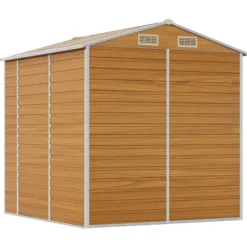 vidaXL haveskur 191x215x198 cm galvaniseret stål lysebrun - Skure & Redskabsskure