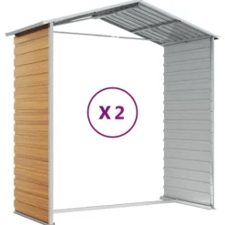 vidaXL haveskur 191x215x198 cm galvaniseret stål lysebrun - Skure & Redskabsskure