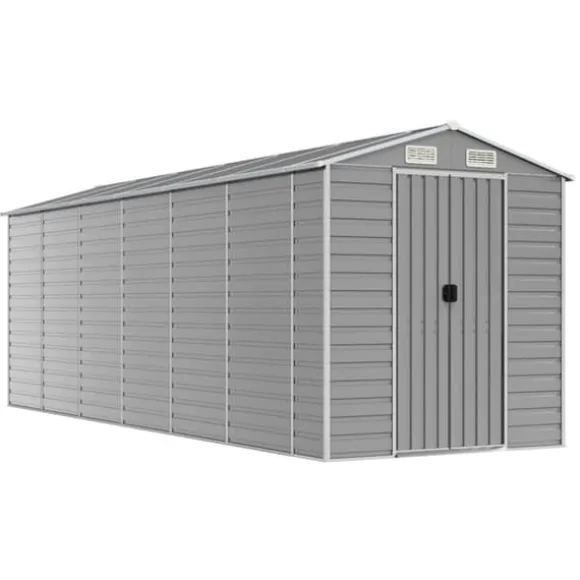 vidaXL haveskur 191x555x198 cm galvaniseret stål lysegrå - Skure & Redskabsskure