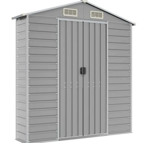 vidaXL haveskur 191x555x198 cm galvaniseret stål lysegrå - Skure & Redskabsskure