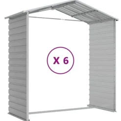 vidaXL haveskur 191x555x198 cm galvaniseret stål lysegrå - Skure & Redskabsskure