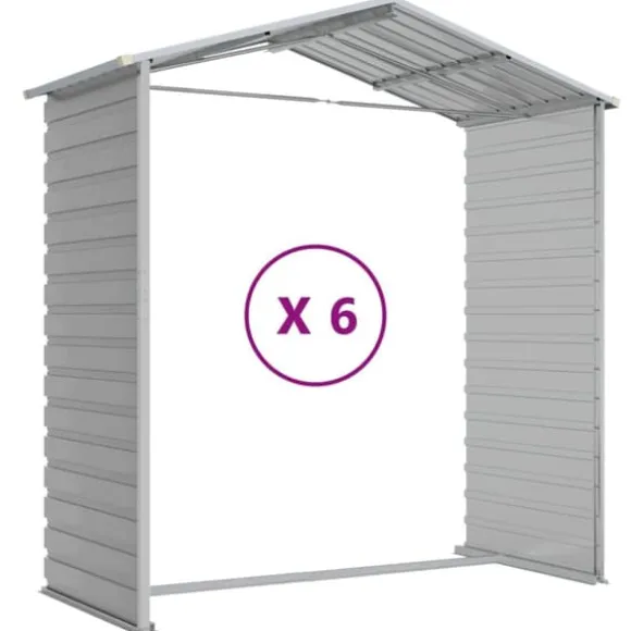 vidaXL haveskur 191x555x198 cm galvaniseret stål lysegrå - Skure & Redskabsskure