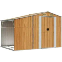 vidaXL haveskur 277x192,5x179 cm galvaniseret stål lysebrun - Skure & Redskabsskure