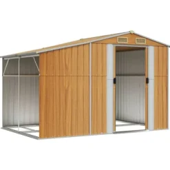 vidaXL haveskur 277x192,5x179 cm galvaniseret stål lysebrun - Skure & Redskabsskure
