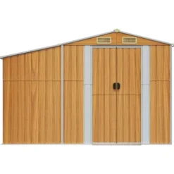 vidaXL haveskur 277x192,5x179 cm galvaniseret stål lysebrun - Skure & Redskabsskure