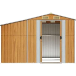 vidaXL haveskur 277x192,5x179 cm galvaniseret stål lysebrun - Skure & Redskabsskure