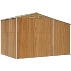 vidaXL haveskur 277x192,5x179 cm galvaniseret stål lysebrun - Skure & Redskabsskure