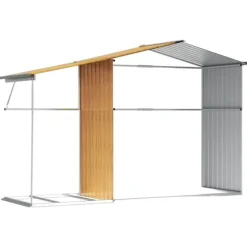 vidaXL haveskur 277x192,5x179 cm galvaniseret stål lysebrun - Skure & Redskabsskure