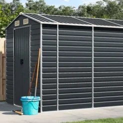 vidaXL haveskur 191x555x198 cm galvaniseret stål antracitgrå - Skure & Redskabsskure