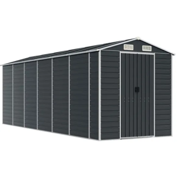 vidaXL haveskur 191x555x198 cm galvaniseret stål antracitgrå - Skure & Redskabsskure