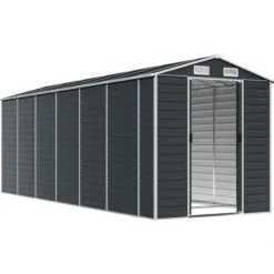 vidaXL haveskur 191x555x198 cm galvaniseret stål antracitgrå - Skure & Redskabsskure
