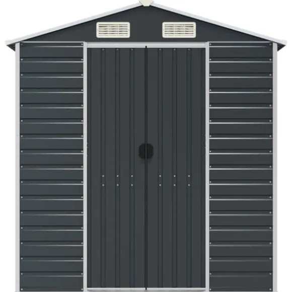 vidaXL haveskur 191x555x198 cm galvaniseret stål antracitgrå - Skure & Redskabsskure