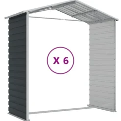 vidaXL haveskur 191x555x198 cm galvaniseret stål antracitgrå - Skure & Redskabsskure