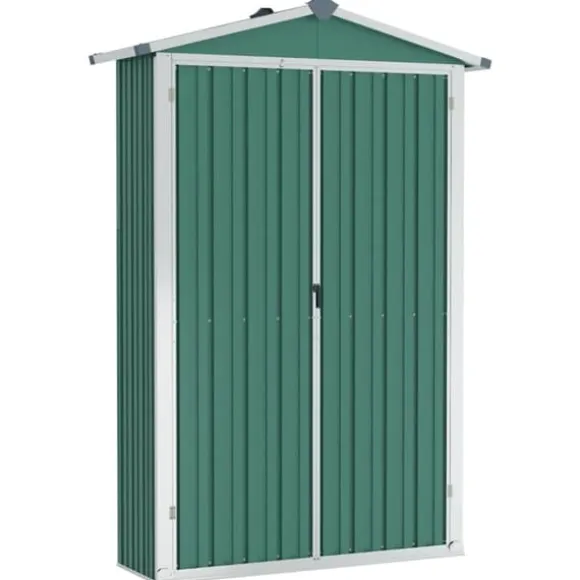 vidaXL haveskur 116x45x175 cm galvaniseret stål grøn - Skure & Redskabsskure