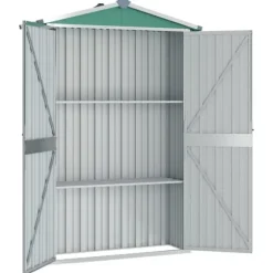 vidaXL haveskur 116x45x175 cm galvaniseret stål grøn - Skure & Redskabsskure