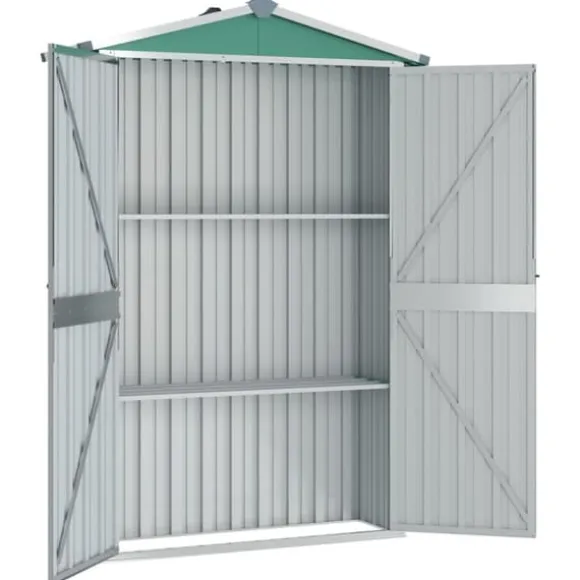 vidaXL haveskur 116x45x175 cm galvaniseret stål grøn - Skure & Redskabsskure