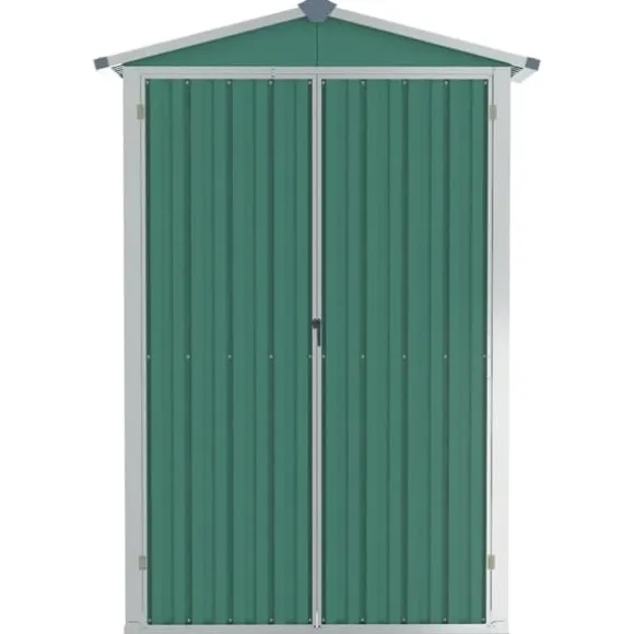 vidaXL haveskur 116x45x175 cm galvaniseret stål grøn - Skure & Redskabsskure