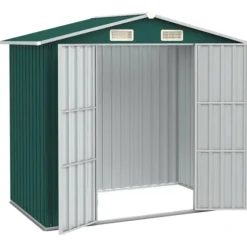 vidaXL haveskur 205x129x183 cm galvaniseret stål grøn - Skure & Redskabsskure