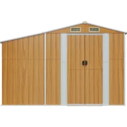 vidaXL haveskur 277x93x179 cm galvaniseret stål brun - Skure & Redskabsskure