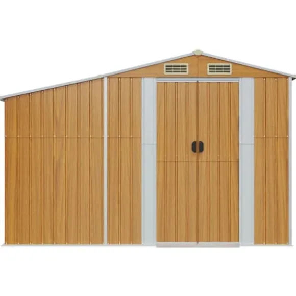 vidaXL haveskur 277x93x179 cm galvaniseret stål brun - Skure & Redskabsskure