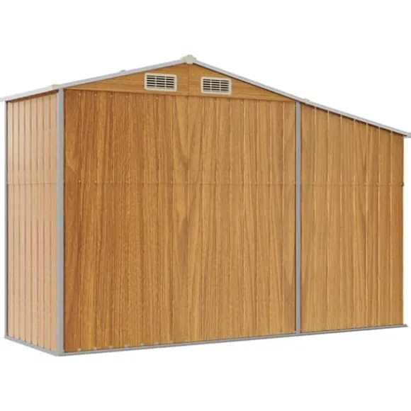 vidaXL haveskur 277x93x179 cm galvaniseret stål brun - Skure & Redskabsskure