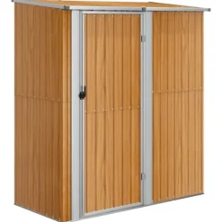 vidaXL haveskur 180,5x97x209,5 cm galvaniseret stål trælook - Skure & Redskabsskure