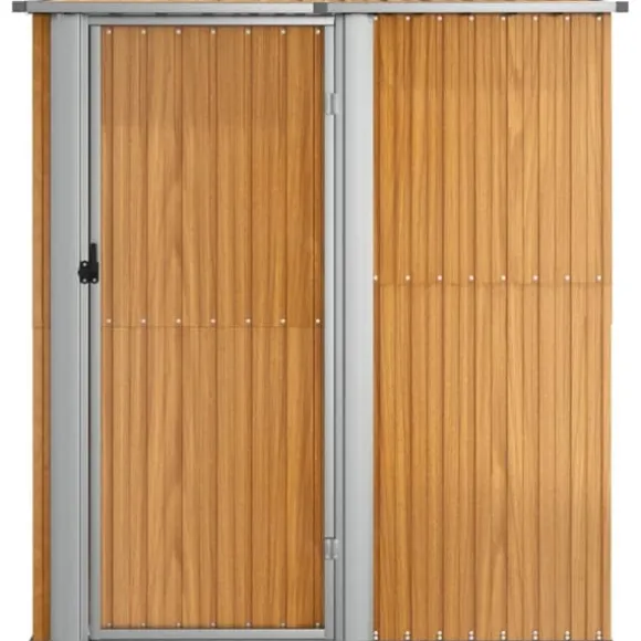 vidaXL haveskur 180,5x97x209,5 cm galvaniseret stål trælook - Skure & Redskabsskure