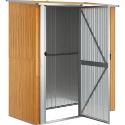 vidaXL haveskur 180,5x97x209,5 cm galvaniseret stål trælook - Skure & Redskabsskure