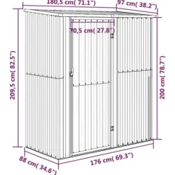 vidaXL haveskur 180,5x97x209,5 cm galvaniseret stål trælook - Skure & Redskabsskure