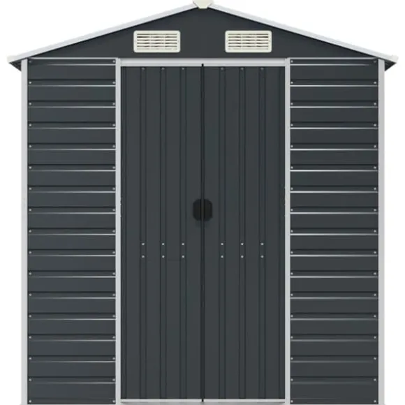 vidaXL haveskur 191x470x198 cm galvaniseret stål antracitgrå - Skure & Redskabsskure
