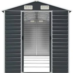 vidaXL haveskur 191x470x198 cm galvaniseret stål antracitgrå - Skure & Redskabsskure