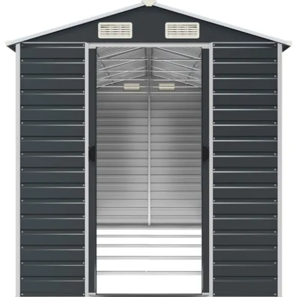 vidaXL haveskur 191x470x198 cm galvaniseret stål antracitgrå - Skure & Redskabsskure