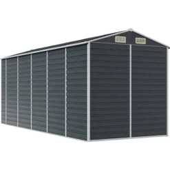 vidaXL haveskur 191x470x198 cm galvaniseret stål antracitgrå - Skure & Redskabsskure