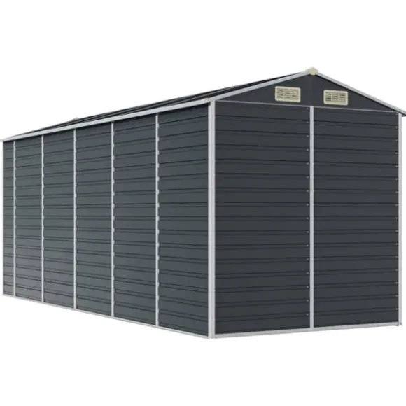 vidaXL haveskur 191x470x198 cm galvaniseret stål antracitgrå - Skure & Redskabsskure