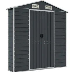 vidaXL haveskur 191x470x198 cm galvaniseret stål antracitgrå - Skure & Redskabsskure