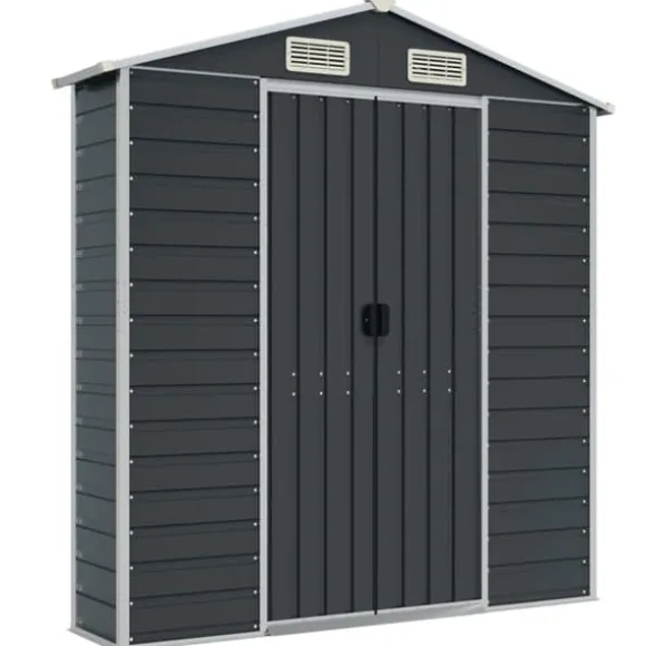 vidaXL haveskur 191x470x198 cm galvaniseret stål antracitgrå - Skure & Redskabsskure