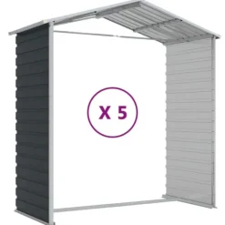 vidaXL haveskur 191x470x198 cm galvaniseret stål antracitgrå - Skure & Redskabsskure