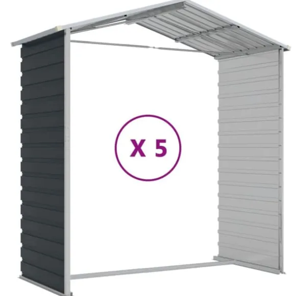vidaXL haveskur 191x470x198 cm galvaniseret stål antracitgrå - Skure & Redskabsskure