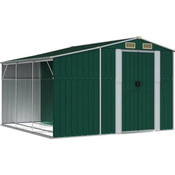 vidaXL haveskur 277x279x179 cm galvaniseret stål grøn - Skure & Redskabsskure
