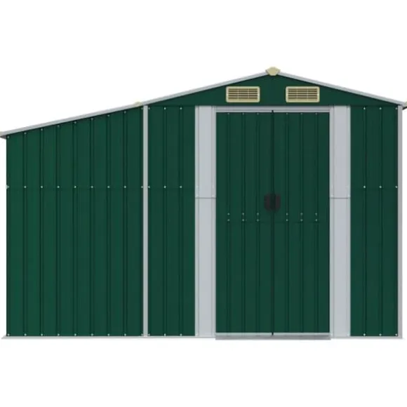 vidaXL haveskur 277x279x179 cm galvaniseret stål grøn - Skure & Redskabsskure