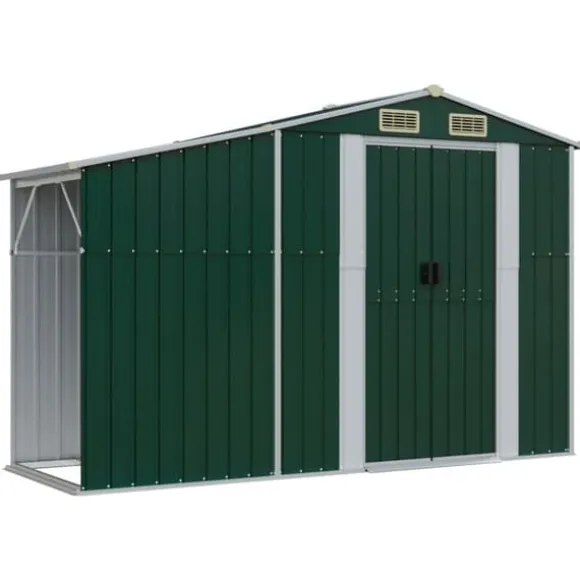 vidaXL haveskur 277x279x179 cm galvaniseret stål grøn - Skure & Redskabsskure