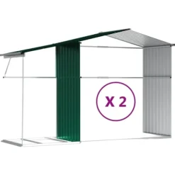 vidaXL haveskur 277x279x179 cm galvaniseret stål grøn - Skure & Redskabsskure