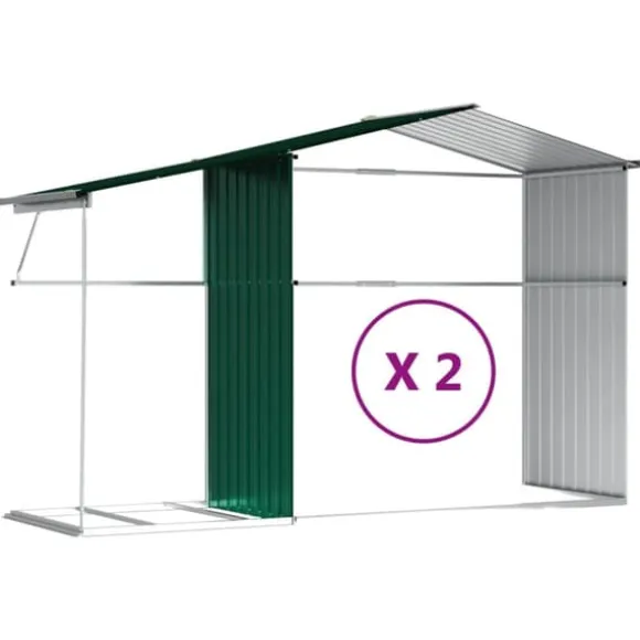 vidaXL haveskur 277x279x179 cm galvaniseret stål grøn - Skure & Redskabsskure