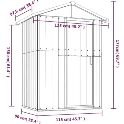 vidaXL haveskur 126x97,5x177 cm galvaniseret stål grøn