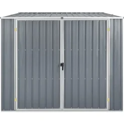 vidaXL haveskur 195x198x159 cm galvaniseret stål grå - Skure & Redskabsskure